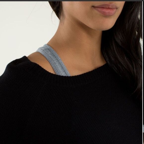 LULULEMON Cashmere Wool Reversible Scoop Neck Long Sleeve Sweater Black Grey 4 - Picture 14 of 15